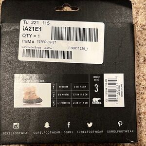 Sorel Caribootie Infant Boots - Tan and Black